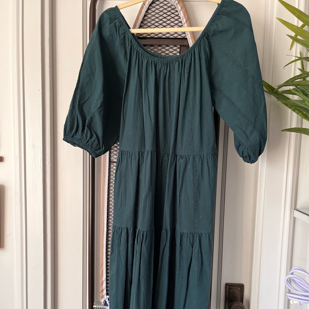 Teal puff sleeve maxi dress